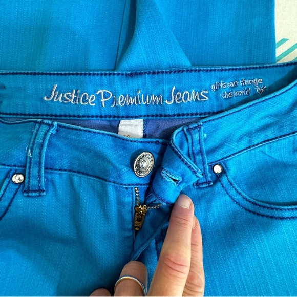Justice Girl’s Bright Sky Blue Simply Low Jeans Plus 14.5 - Picture 5 of 7